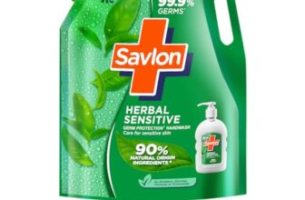 ITC Savlon Herbal Sensitive Germ Protection Liquid Handwash Refill Pack 1.3L | 99.9% Germ Protection | 90% Natural Origin Ingredients | Family Size Refill Hand wash | Value Pack