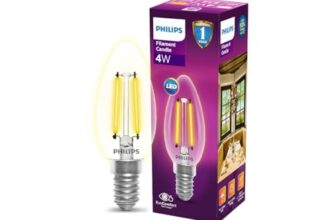 Philips 4-watt Filament Candle LED Bulb | Filament Candle Bulb Home & Decoration|Bulb Base: E14, Color: Warm White|Pack of 1