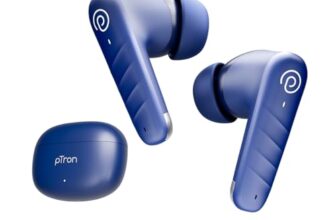 pTron Bassbuds Spark in-Ear TWS Earbuds with Stereo Sound, 40Hrs Playtime, Stereo Calls, Bluetooth V5.3 Headphones with Quick Pairing, Touch Control, Voice Assistant, Type C Charging & IPX5 (Blue)