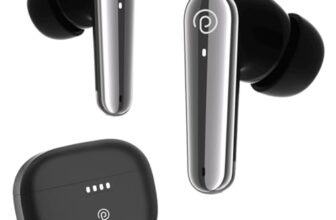 pTron Basspods Tour TWS Earbuds with 3D AudioScape, 45Hrs Playtime, TruTalk AI-ENC Calls, 50ms Low Latency Sync, BT v5.3, Type-C Fast Charging, Voice Asst. & IPX5 Water Resistant (Black)