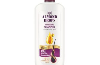 Bajaj Almond Drops Nourishing Shampoo with Almond Milk, Vitamin E & Biotin | For Soft, Shiny Hair | 10X Hairfall Reduction | Paraben Free – 650 ML