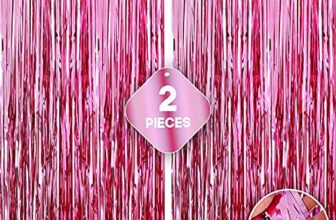Crackles Metallic Fringe Pink Curtains Large Size 3 ft x 6 ft for Birthday, Anniversaries, Graduation, Retirement, Baby Shower, New Year Decoration- Pack of 2