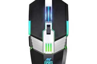 Ant Esports GM90 RGB Wired Gaming Mouse, 3600 DPI Adjustable Optical Sensor, 6 Programmable Buttons, Ergonomic USB Mouse for PC Laptop Gaming, Office Work Study Smooth Tracking Computer Mouse – Black