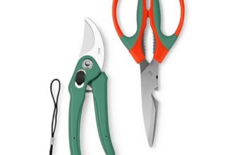 PLANETXERO Multipurpose Gardening Scissors & Green Pruner Set of 2– Heavy Duty Garden Shears with Stainless Steel Blades and Soft Grip Handles for Pruning, Trimming, Harvesting, and Plant Care (GTK)