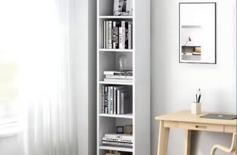 MATTERHORN 7 Tier Bookshelf Free Standing, Display Floor Standing Shelf for Books, Organizer, for Bedroom Home Office Living Room (DIY, 180 x 33 x 24cm, MOBS-91104Vary) (Pearl White)