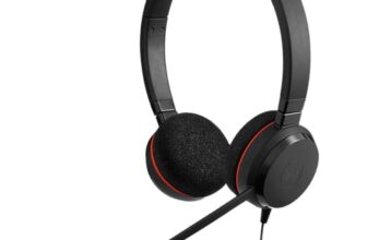 Jabra Evolve 20 Stereo Headset with noice canceling mic, Connect to Mobile/Tablet via USB-C/A, Lightweight Headband