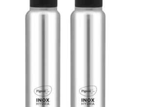 Pigeon by Stovekraft Inox hydra 900ml pack of 2 Stainless Steel Drinking Water Bottle 900ml Flipper Cap- Silver (1 year Warranty)