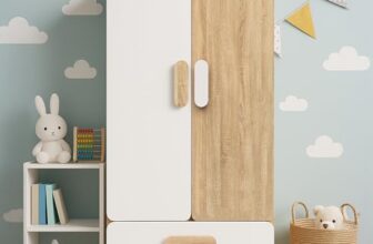 Alex Daisy Romania Kids 2 Door Wardrobe with Shoe Drawer for 3-12 Years| Non-Toxic Safe Material | Soft Coated Premium Finish | Engineered Wood Kids Bedroom Storage Cupboard (White, with Drawer)