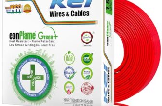KEI CONFLAME GREEN PLUS 1.5 sqmm 1 Core Copper Heat Resistant Flame Retardant Low Smoke & Halogen – Lead Free House Wire for Domestic & Industrial Electrical Wiring (Red, 90 Meters)
