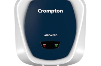 Crompton Amica Pro 15 Ltr Storage Water Heater | 2000W Heating Element | 5 Star BEE Rated | Glassline Tank |Rust-Proof Body | High-Rise Compatible | 2Y Product & Element, 5Y Tank Warranty (White-Blue)
