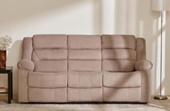 Home Centre | Helios Cairo | Fabric | Solid Wood | 3 Seater Recliners | Beige | 2 Years Warranty