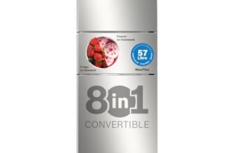 Bosch 303L, 3 Star, MaxFlex Convert Frost Free Triple Door Refrigerator | 8-in-1 Convertible Storage Modes | 57L Extra Convertible Zone | Cool Extend up to 18 hours (CMC33S03NI, Shiny Silver)