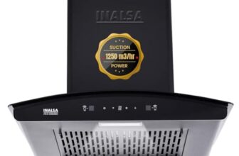 INALSA Kitchen Chimney for Home Auto clean|Filterless Chimney|Motion Sensor & Touch Control|60 cm 1250 m³/hr Suction|7 Year Warranty On Motor (Zylo60BKMAC)