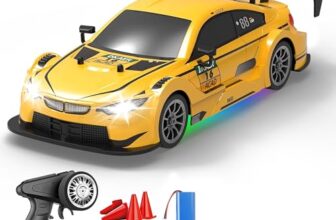 Zivvy Big Drift Racing RC Car Yellow | 2.4G Rechargeable Remote Control Drift Car with 150m Range, LED Lights & Music | High-Speed RC Racing Toy |Best Gift for Boys & Girls 2 3 4 5 6 7 8+ Years