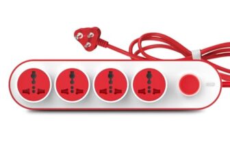 GM 3257 10 Amp Extension Board with 2 Metre Heavy Duty Copper Extension Cord – 4 International Sockets, Master Switch, LED Indicator with Safety Shutter