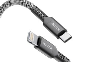 Intex Speed Max 27W Braided Type C to Lightning Fast Charging Cable with 480 Mbps, Data Transfer, Tangle-Free For iPhone 14,13, 12,11, 8, 7, 6, 5, Macbook, Imac, Airpods and Other Devices – Black
