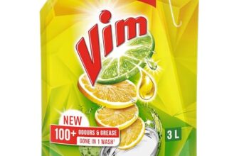 Vim Dishwash Liquid 3 L pouch | Removes 100+ Odours & Grease in 1 wash | With the power of 100 Lemons