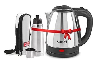 Milton Go Electro Stainless Steel Electric Kettle 1500+Flip Lid 350 Thermosteel Bottle, Super Fast Boiling with 3X Protection Kettle-Overheat, Dry Boil Protection, Leak Proof, Vacuum Insulated, Silver