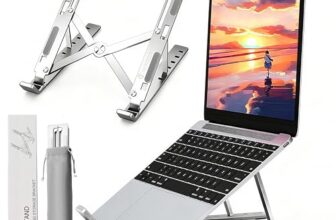 AITODOS TA Portable Aluminum Alloy Laptop Stand, 6-Level Adjustable, Ventilated, Non-Slip Rubber, Foldable (8-16 inches)