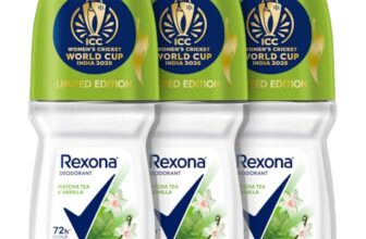 Rexona Matcha Tea & Vanilla Antiperspirant Roll-On | for Women | 72H Odour Protection | Limited Edition Pack – ICC Women’s Cricket World Cup India 2025 |50 ML (Pack of 3)