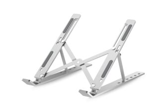 Geonix Trek T3 Aluminium Ergonomic Laptop Stand | 7 Angles Adjustable Tabletop | Anti Slip Rubber Pads | Foldable | Compatible with Laptops Upto 17 inch (Silver)