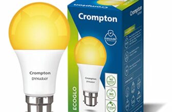 Crompton Dyna Ray 12 Watt LED Bulb Warm White | Pack of 1 | B22 Base, Energy-Efficient | LED Bulb for Home & Office, 180 Degree Coverage