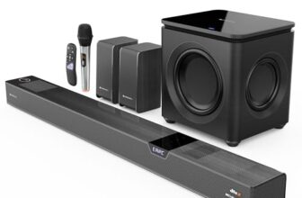 ZEBRONICS 1100 Watts Powerful Soundbar, 7.2.4 Home Theatre, Wireless, Dual Satellites & Driver Subwoofer, Dual Radiators, DTS X,Dolby Atmos, Karaoke UHF Mic, HDMI Earc, Optical (Juke BAR 10000), Black