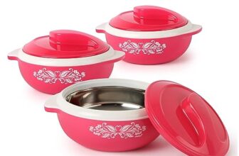 CELLO Hot Serve Set of 3 Pieces Casserole Hot Pot Box For Kitchen, Pink (500ml, 850ml, 1500ml) | Serving Inner Steel Insulated Food Grade Airtight Sturdy Handle Casseroles Set For Roti Chapati Rice