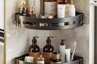 SquareUp Self-Adhesive Wall-Mount ABS Plastic Bathroom Corner Shelf Rack Organizer Without Drill Storage Shelves Holder/Accessories (Black, Pack of 2)