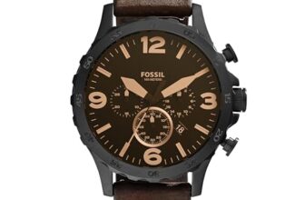 Fossil Nate Analog Black Dial Men’s Watch-JR1487 Genuine Leather, Brown Strap