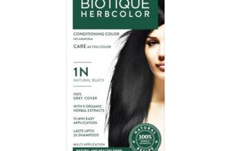 Biotique Herbcolor Conditioning Hair Colour l Ammonia Free Hair Color l 9 Organic Herbal Extracts l Natural and Healthy Shine l 50g + 110ml| Natural Black 1N (Pack of 1)