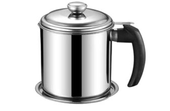 Oil Strainer Pot Grease Can Oil Filter Pot Stainless Steel Cooking Grease Container, Reuse Oil Storage Can Container with Removable Filter Anti-Scalding Handheld, Lid for Cooking Oil 1.5L