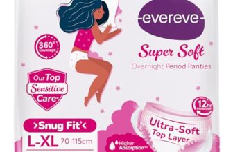 Evereve Super Soft Period Panty For Girls & Women, (L-XL), 10 Pcs, 360 Degree Overnight Coverage, Ultra-Soft Top Layer, High Absorbency For Heavy Flow, Maternity Postpartum Disposable Panty