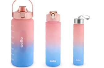 CELLO All Day Set of 3 Pieces Water Bottles Daily Use, Pink (310ml, 790ml, 2085ml) | BPA Free Leakproof Lightweight Easy to Carry Different Sizes Water Bottle For School, Workout, Gym & Office