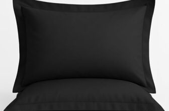 VAS COLLECTIONS Premium Pillow Cover Set of 2 | 210 TC 100% Pure Cotton | Solid Color Hotel Quality Pillow Covers for Home, Hotel & Hospital Use | 18 x 28 Inches (Black)