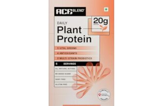Ace Blend Daily 20G Plant Protein (5 Servings) | Pea & Brown Rice Isolate | 3 Vital Greens 4 Antioxidants 3 Probiotics | Boosts Strength, Recovery & Fat Loss | No Added Sugar | Unisex | Orange Flavour