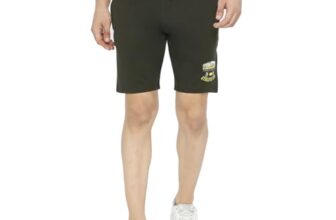 Spykar Men’s Regular Fit Mid Rise Green Casual Shorts