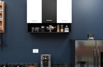 Spyder Craft Wall Mounted Matte Finish 3 Door Blitz Kitchen Cabinet for Office,Hall, Kitchen|Cabinet for Kitchen |Living Room| Color:- White & Black|| Assembly-DIY (Do-It-Yourself)?