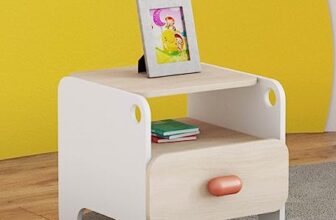 Smartsters Engineered Wood Bed Side Table with Drawer | Bedside Table | Closed and Opened Storage | Curved Corners | Pearly White | Boop | 18 x 19 x 18 inches