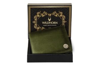 WildHorn RFID Protected Leather Wallet for Men, Green Crunch