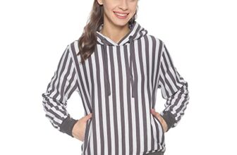 Campus Sutra Women’s Cotton Hooded Neck Sweatshirt (CTWIN22_HSTP_W_PLN_WHGR_Grey:White_M)