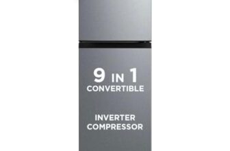 Midea 233 L 2 Star Frost Free Convertible, Real Inverter Double Door Refrigerator (MDRT359FGI50, Crystal Silver)
