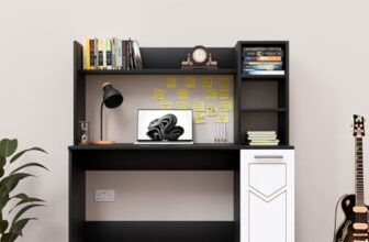 Spyder Craft Aster Engineering Wood Modern Office Desk Study Table Computer Table for Office Work from Home Kids Study Room Workstation with Storage-Black – White (Y1)