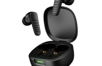 pTron Bassbuds NEO TWS Earbuds w/ 13mm Drivers, 45Hrs Playtime, Dual HD Mic & AI-ENC Calls, Custom EQ, Mobile App, Bluetooth V5.4 Earphones, Voice Assistant, Type C Fast Charging & IPX5 (Raven Black)
