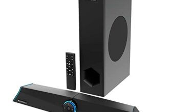 ZEBRONICS Zeb Sonic BAR 100-120W RMS Soundbar with Subwoofer, RGB LED, HDMI ARC, BT v5.0, AUX, Type C + Dual 3.5mm Audio Ports, Virtual 5.1 and 3D Surround Sound, Black