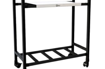 Homly Uni Base Inverter Battery UPS Trolley Stand with 360° Rotating Lockable Wheels | Compact & Rust Resistant Inverter Stand for Home | Supports 1 Inverter & 1 Battery Upto 100 kg – Black & White