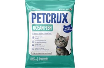 Petcrux Dry Kitten Cat Food, Ocean Fish Flavor, with Omega 3 & 6 and Taurine, Complete & Balanced Nutrition for Growing Kittens, Trial Pack 50 g