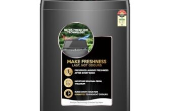Haier 10.5 Kg Ultra Fresh Air, Oceanus Wave Drum 15 Min Quick Wash Fully Automatic Top Load Washing Machine, Dark Jade Silver (ETL105-CAFS8)