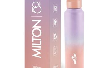 MILTON Torino 1000 Stainless Steel Water Bottle, Leakproof Lid, Single Walled, ISI Certified I For School, Office, Gym I 980 ml, Purple & Pink