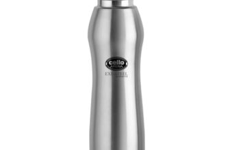 CELLO Arena Exe-Steel Stainless Steel Water Bottle 850ml, Silver | ISI Certified, Single Walled, Rust & Leakproof, Easy to Open & Pour Wide Mouth Steel Bottle | Perfect for School, College, Office